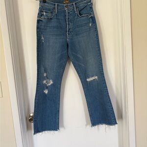 MOTHER Distressed Denim Straight Jeans